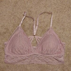 Pink Lace Triangle Cup Bralette with Adjustable Straps